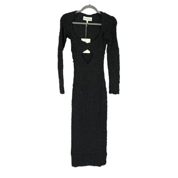 NWT Mara Hoffman Dione Black Popcorn Smocked Cutout Dress - Picture 4 of 8